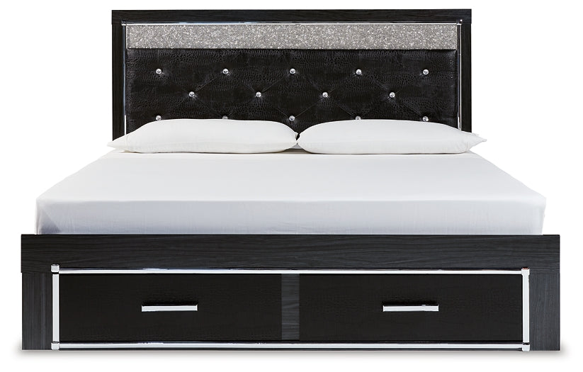 Kaydell King Upholstered Panel Storage Platform Bed with Dresser Milwaukee Furniture of Chicago - Furniture Store in Chicago Serving Humbolt Park, Roscoe Village, Avondale, & Homan Square