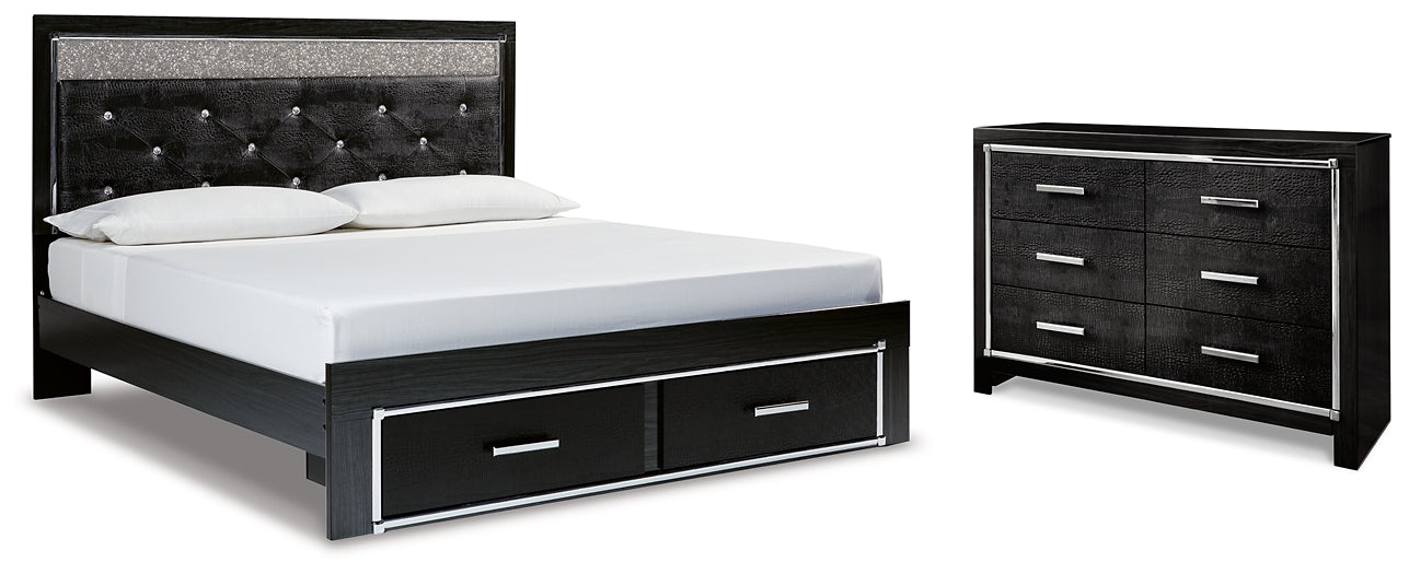 Kaydell King Upholstered Panel Storage Platform Bed with Dresser Milwaukee Furniture of Chicago - Furniture Store in Chicago Serving Humbolt Park, Roscoe Village, Avondale, & Homan Square