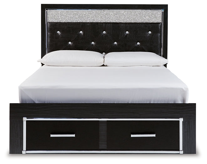 Kaydell Queen Upholstered Panel Storage Bed with Mirrored Dresser, Chest and 2 Nightstands Milwaukee Furniture of Chicago - Furniture Store in Chicago Serving Humbolt Park, Roscoe Village, Avondale, & Homan Square