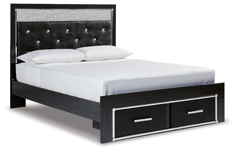 Kaydell Queen Upholstered Panel Storage Bed with Mirrored Dresser, Chest and 2 Nightstands Milwaukee Furniture of Chicago - Furniture Store in Chicago Serving Humbolt Park, Roscoe Village, Avondale, & Homan Square