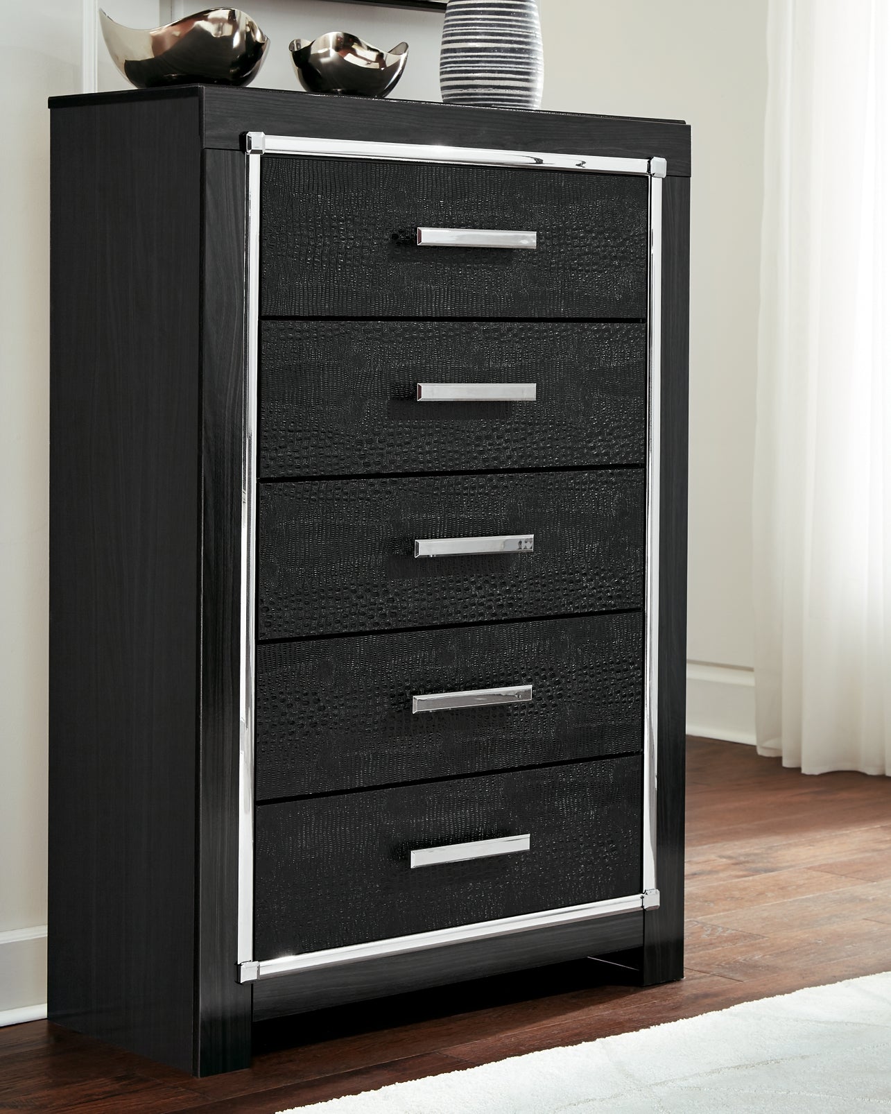 Kaydell Queen Upholstered Panel Storage Bed with Mirrored Dresser, Chest and Nightstand Milwaukee Furniture of Chicago - Furniture Store in Chicago Serving Humbolt Park, Roscoe Village, Avondale, & Homan Square