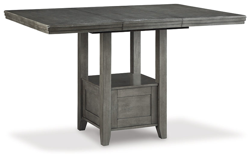 Hallanden Counter Height Dining Table and 6 Barstools with Storage Milwaukee Furniture of Chicago - Furniture Store in Chicago Serving Humbolt Park, Roscoe Village, Avondale, & Homan Square