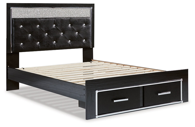 Kaydell Queen Upholstered Panel Storage Platform Bed with Mirrored Dresser and 2 Nightstands Milwaukee Furniture of Chicago - Furniture Store in Chicago Serving Humbolt Park, Roscoe Village, Avondale, & Homan Square