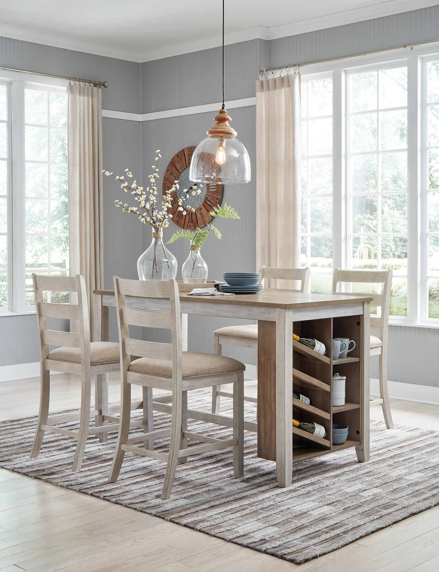 Skempton Counter Height Dining Table and 4 Barstools Milwaukee Furniture of Chicago - Furniture Store in Chicago Serving Humbolt Park, Roscoe Village, Avondale, & Homan Square