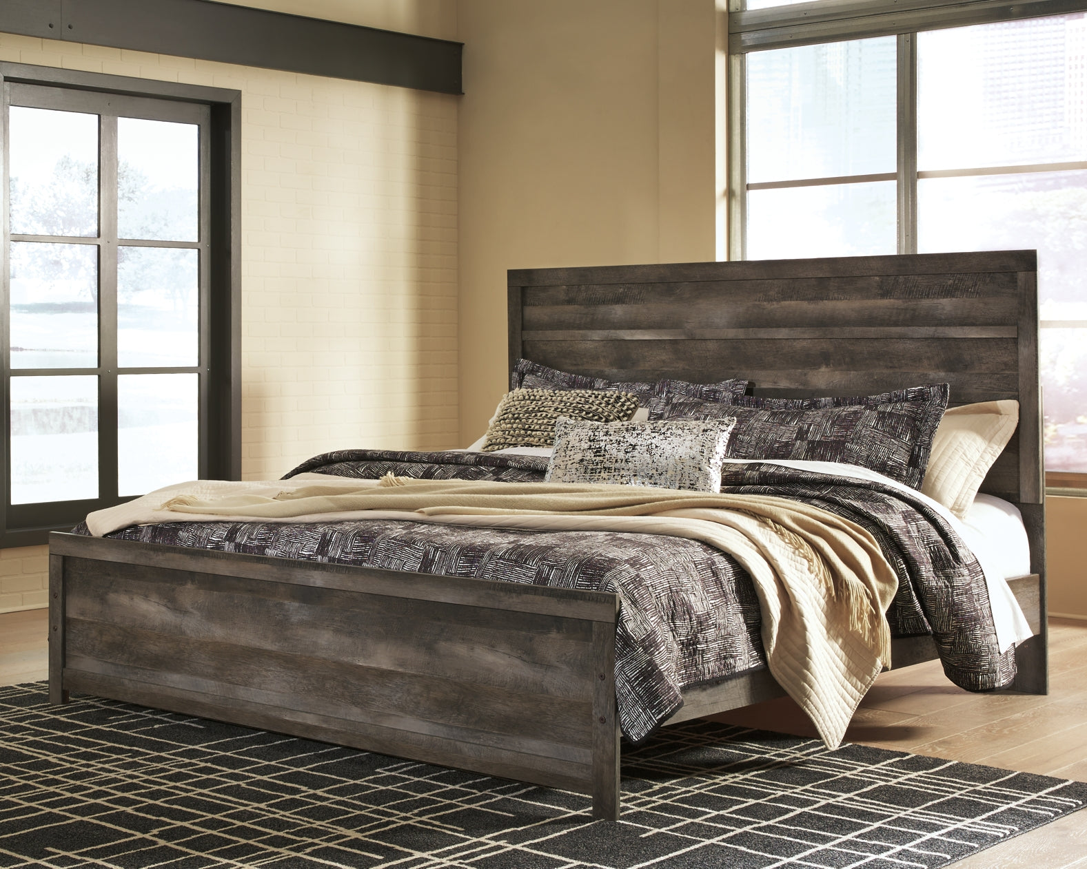 Wynnlow King Panel Bed with Mirrored Dresser, Chest and 2 Nightstands Milwaukee Furniture of Chicago - Furniture Store in Chicago Serving Humbolt Park, Roscoe Village, Avondale, & Homan Square